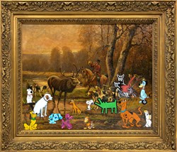 Dog Park, 2012 OOC832 by Mr. Brainwash - Original sized 29x23 inches. Available from Whitewall Galleries